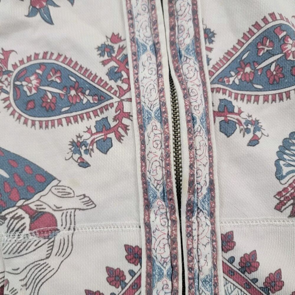 Lucky Brand Cream Hoodie with Burgundy & Sage Paisley Print - Picture 9 of 11
